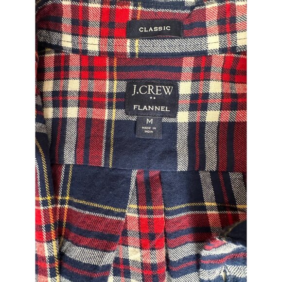 J.Crew Top Men’s Size Medium Navy / Red Classic Plaid Flannel Shirt Long Sleeve - Picture 6 of 12